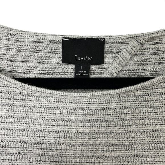 Lumiere Grey Long sleeve open back tie knit top size large - Picture 2 of 4